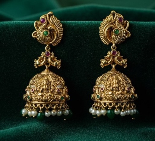 Temple Lakshmi Jhumka Earrings