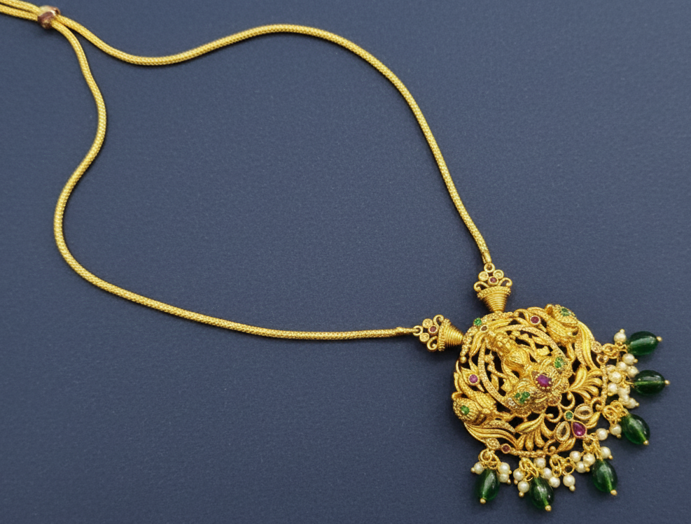 1 Gram Gold-Plated Traditional Temple Pendant Chain