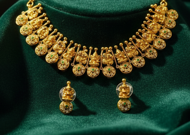 1 Gram Gold-Plated Traditional Necklace Set
