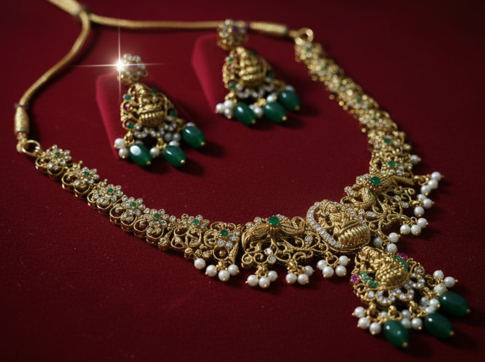 Goddess Lakshmi Temple Necklace Set