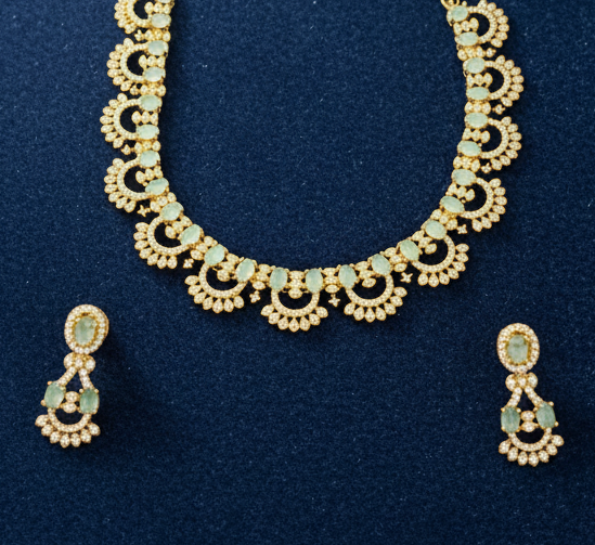 Elegant 1 Gram Gold-Plated Stone Necklace Set